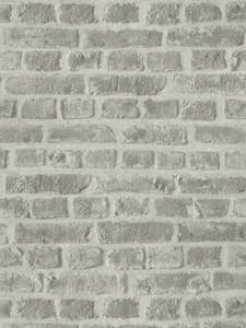 Sample - Soft Mortar Brick Wallpaper - Washed Grey
