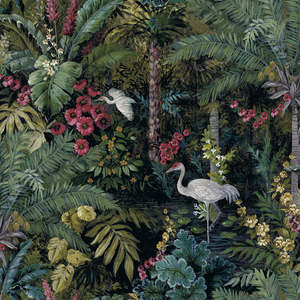Cascading Gardens: Masoala Wallpaper - Black - Last 63 Rolls