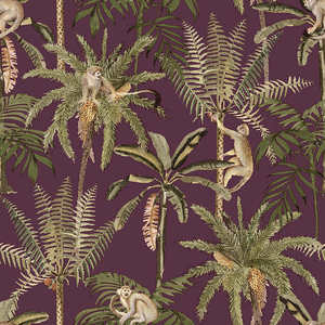 Holden Decor: Sample - Ateles Spider Monkey Wallpaper - Berry