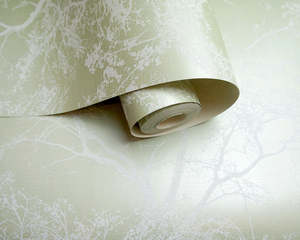 Sample - Whispering Tree Wallpaper - Green Glitter