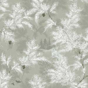 Duro: Sample - Vintergläntan Winter Garden Wallpaper - Grey