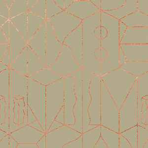 Sample - Never Ending Foil by Suzan Hijink Wallpaper - Copper Green