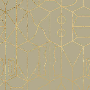 Sample - Never Ending Foil by Suzan Hijink Wallpaper - Gold Green
