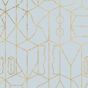 Sample - Never Ending Foil by Suzan Hijink Wallpaper - Gold Blue