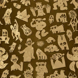 Sample - Love Machine 'Foil Print' by Bas Kosters Wallpaper - Gold on Beige