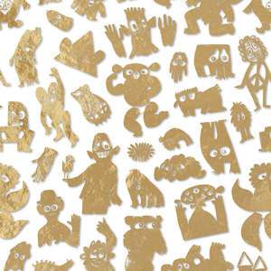 Sample - Love Machine 'Foil Print' by Bas Kosters Wallpaper - Gold on White