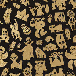 Sample - Love Machine 'Foil Print' by Bas Kosters Wallpaper - Gold on Black