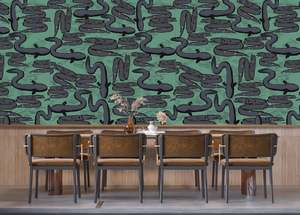 Sample - Really Eely - Aqua - Custom Sized Wallpaper Mural (per m2)
