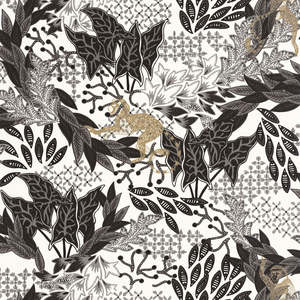 Borneo Wallpaper - White Black Gold