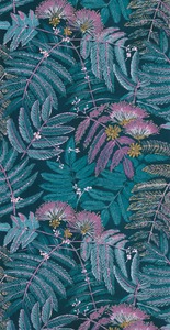 Instock Wallpaper: Botanica Albizia Wallpaper - Turquoise Blue