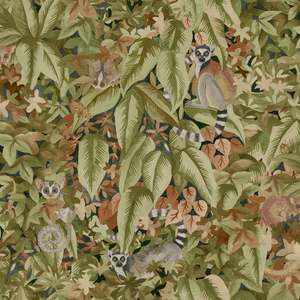 Comoros – Hidden Lemur Wallpaper – Rust/Green