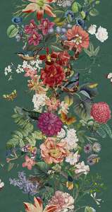 Pink Wallpaper: Blume – Botanical Stripe Wallpaper – Teal