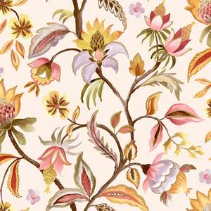 Amaranth – Jacobean Floral Wallpaper – Cream/Blush