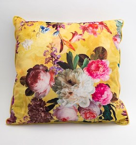 Steel Letters Numbers: Cushion Yellow Velvet Botanical