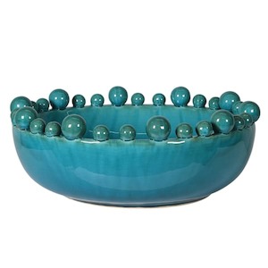 Aqua Bobble Edged Bowl