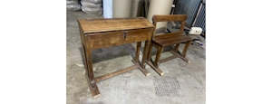 Chairs: Antique School Desk & Bench Set