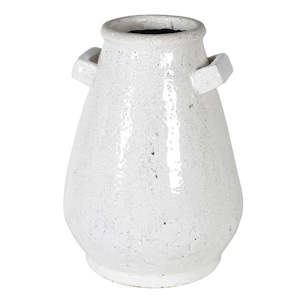 Vases Planters: Small White Terracotta Vase with Handles