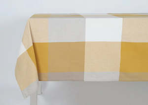 Kitchen Linen: Giant Check Tablecloth Mustard