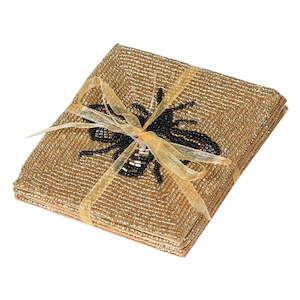 Kitchen Linen: Set of 4 Beaded Bee Coasters