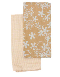 Kitchen Linen: Myrtle Tea Towel Pack 2 Honey