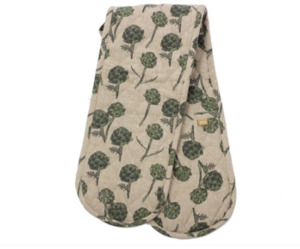 Kitchen Linen: Artichoke Double Oven Glove Burnt Olive