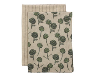 Artichoke Tea Towel Pack 2 Burnt Olive