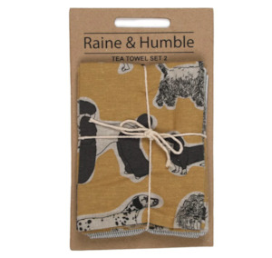 Kitchen Linen: Woof Tea Towel Pack S/2 Yellow Sunset