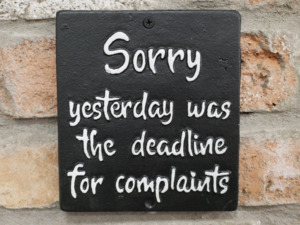 Sign - Deadline For Complaints