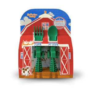 Kids Umbrellas: Tractor Cutlery Set 2pc – Green