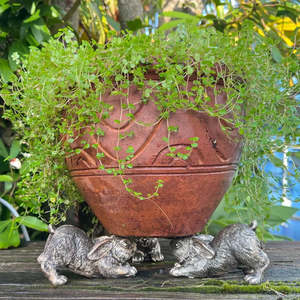 Ornaments: BUNNY TAIL UP POT HOLDER SET OF 3 - Gold