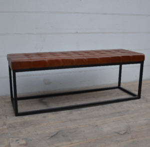 Chairs: Alex Leather And Metal Bench