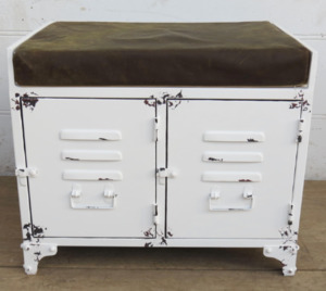 Iron And Leather Storage Bench