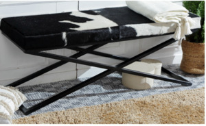 Chairs: Hide Bench With X Metal Frame