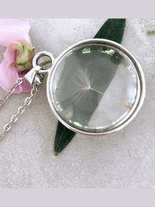 All: Silver Glass Orb Dandelion Necklace
