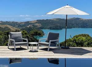 Market umbrella with base