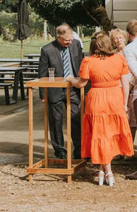 Hire Tables: Bar leaner: wooden