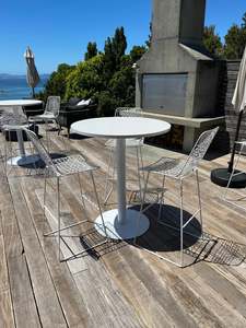 Hire Tables: Bar leaner: white round