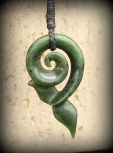 Greenstone Koru Whale Tail Pendant item #7326