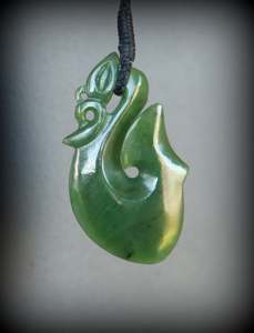 Fish Hook Hei Matau: Greenstone Fish Hook item#7336