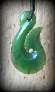 Fish Hook Hei Matau: Greenstone Fish Hook item#7333