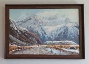 Southern Alps with walkers