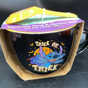 Stitch Halloween Ceramic bowl/mug with spoon