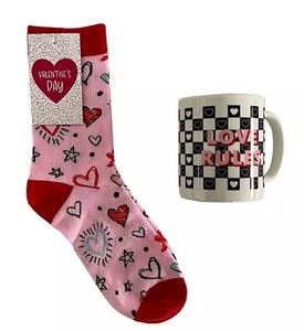 Fashion Items In Stock: "Love Rules" Mug & Socks Gift Set