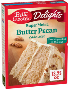 Baking: Betty Crocker Delights Super Moist Butter Pecan Cake Mix, 13.25 oz.