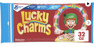 Pantry: Lucky Charms Gluten Free Cereal with Marshmallows, Kids Breakfast Cereal Bag, 32 oz