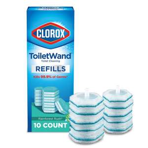 Bathroom: Clorox ToiletWand Disinfecting Refills Disposable Wand Heads Rainforest Rush 10 Count