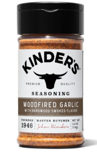 Spices 1: Kinder's Woodfired Garlic Seasoning Blend with Smoked Garlic and BBQ Spices, 2.3 oz