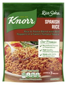 Knorr No Artificial Flavors Spanish Parboiled Rice Cooks in 7 Minutes, 5.6 oz Regular Pouch