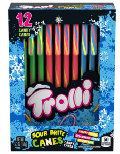 Christmas In Stock 1: Trolli Sour Brite Candy Canes, Fruit Flavored, Sour Holiday Christmas Candy, 5.3oz, 12 Count, Regular Size