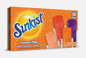 Snacks: SUNKIST Freezer Pops 4 Flavors 10 Pops - 1 Oz Bars